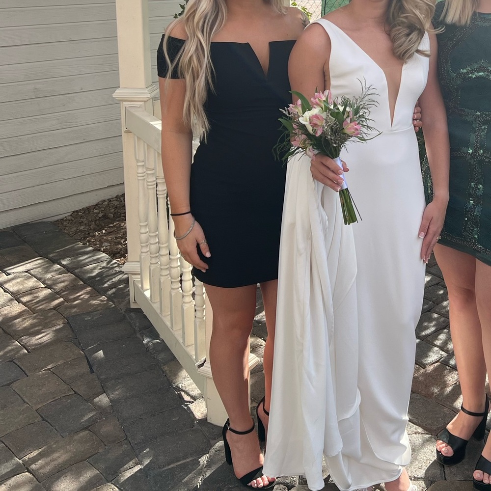 Lulus Black Off-The-Shoulder Bodycon Dress Small